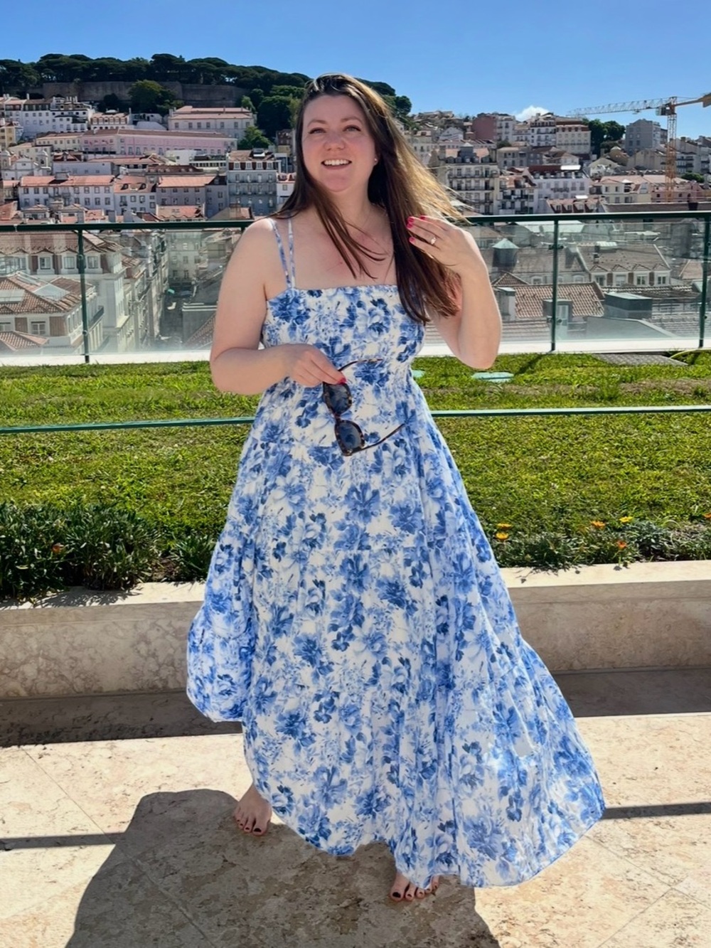 A&F Blue Floral Strappy Maxi Dress
